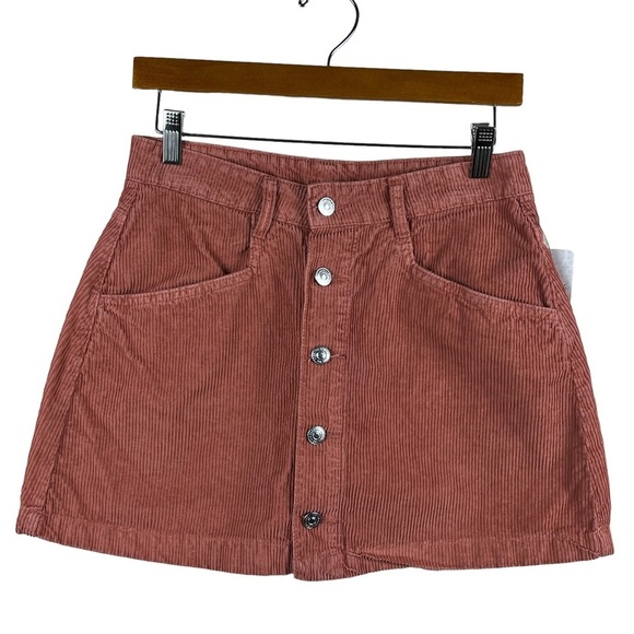 Free People Ray Corduroy Button-up Mini Skirt Size 4 - Picture 3 of 10